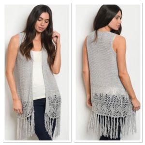 Gray Fringe Vest